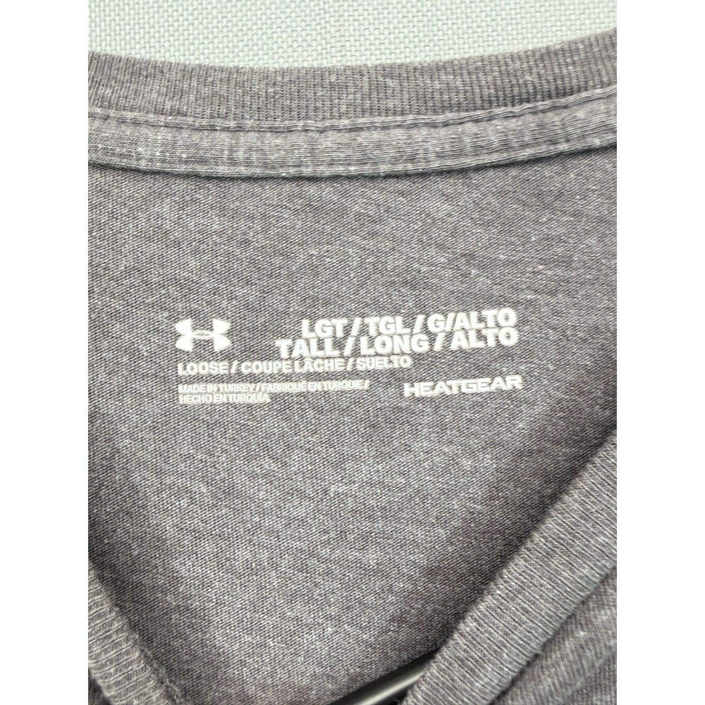 Under Armour HeatGear Mens Large Tall Grey Heather Graphic Tee Shirt Loose Fit - Picture 3 of 5
